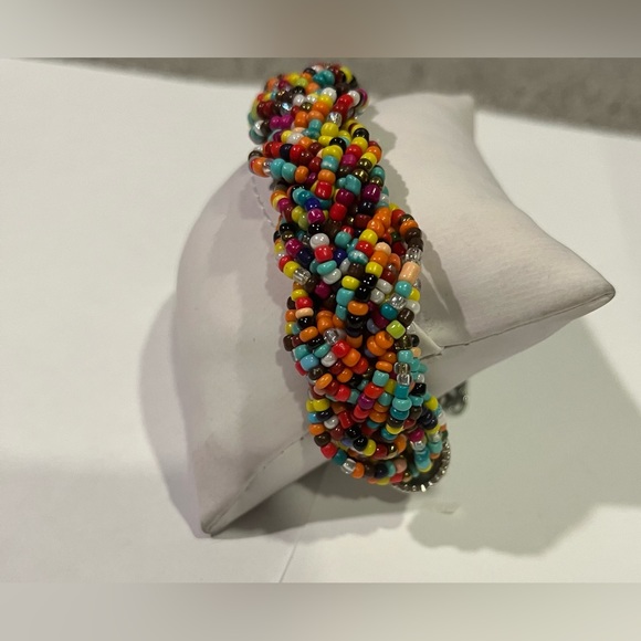 Fair Trade Item Handmade Colorful Seed Beaded Bracelet in Braid Design Size: OS - Picture 5 of 7